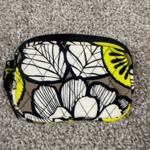 Vera Bradley black gray green yellow Quilted Coin Purse / Mini Wallet – Floral